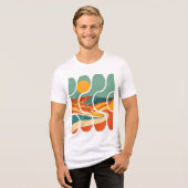 ミッドセンチュリー砂漠の風景 現代アート トライブレンドＴシャツ (正面全面)