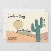 ミッドセンチュリー砂漠サボテンは日付を結婚保存 招待状 (正面)