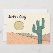ミッドセンチュリー砂漠サボテンは日付を結婚保存 招待状 (裏面)