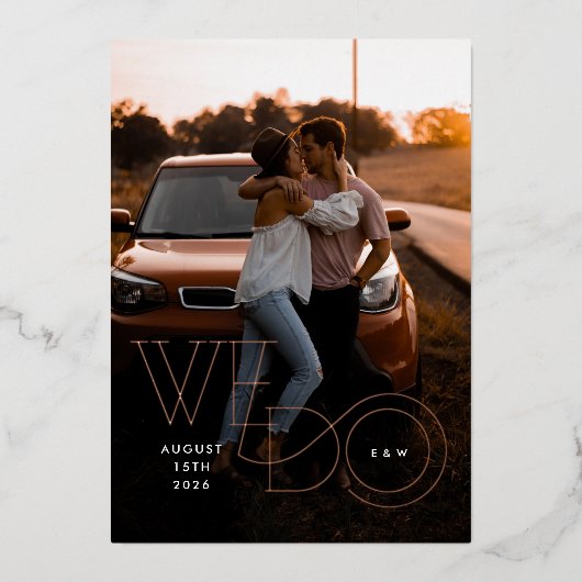 ミッドセンチュリー私たちはフォイル写真結婚式招待状 箔招待状 (正面)