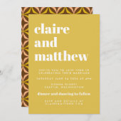 ミッドセンチュリー結婚イエロージオメトリックオールインワン 招待状 (正面/裏面)