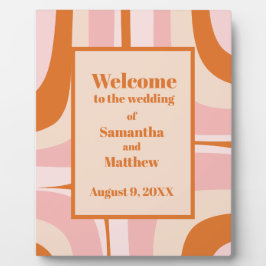 ミッドセンチュリー結婚ピンクオレンジへようこそ フォトプラーク