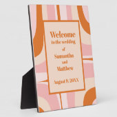 ミッドセンチュリー結婚ピンクオレンジへようこそ フォトプラーク (側面)