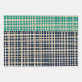 ミッドセンチュリー織モダンりカラーブロックパターンブルー ラッピングペーパーシート (正面2)