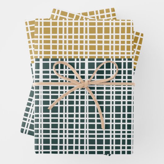 ミッドセンチュリー織モダンりカラーブロックパターン ラッピングペーパーシート (インサイチュ)