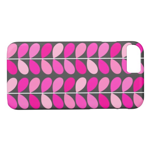ミッドセンチュリー葉デンマーク明るい赤紫色、ピンクとグレー Case-Mate iPhoneケース (裏面(横))