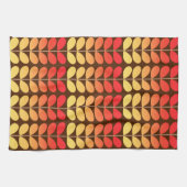 ミッドセンチュリー葉デンマーク金ゴールド、ブラウン、オレンジ キッチンタオル (横)