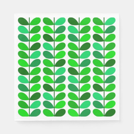 ミッドセンチュリー葉デンマーク、エメラルドとライムグリーン スタンダードランチョンナプキン (正面)