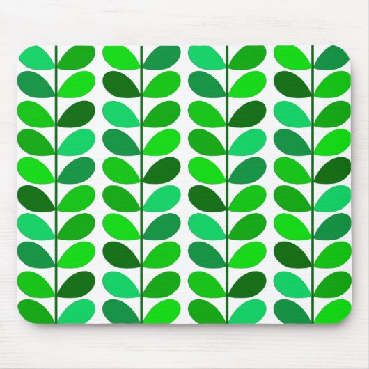 ミッドセンチュリー葉デンマーク、エメラルドとライムグリーン マウスパッド (正面)