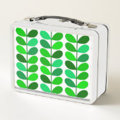 ミッドセンチュリー葉デンマーク、エメラルドとライムグリーン メタルランチボックス (裏面)