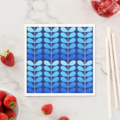 ミッドセンチュリー葉デンマーク、海軍とコバルトブルー スタンダードランチョンナプキン (インサイチュ)