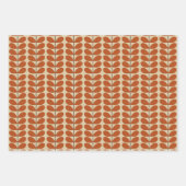 ミッドセンチュリー葉デンマーク、PInk、緑と錆 ラッピングペーパーシート (正面3)