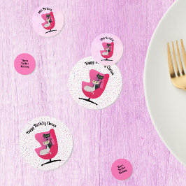 ミッドセンチュリー誕生日キャッツピンクチェア水玉模様 コンフェッティ