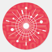 ミッドセンチュリー赤原子スプートニククリスマススノーフレーク ラウンドシール (正面)