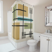 ミッドセンチュリー長方形数々の正方形 シャワーカーテン (インサイチュ)