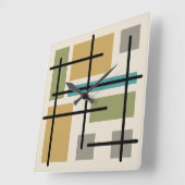 ミッドセンチュリー長方形数々の正方形 スクエア壁時計 (傾斜)