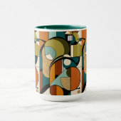 ミッドセンチュリー魔法 | オリーブと白のシェイプ マグカップ (中央)
