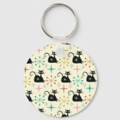 ミッドセンチュリー黒原猫とレトロスターバスト キーホルダー (裏面)