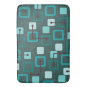 ミッドセンチュリー1950年代タイル&正方形ティール(緑がかった色) バスマット (正面縦)