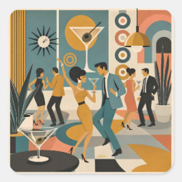ミッドセンチュリー60年代ヒップマティーニコックテイルダンスパーティー スクエアシール