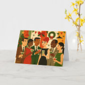 ミッドセンチュリー60sクリスマスオフィスカクテルパーティー カード (黄色い花)