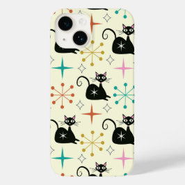 ミッドセンチュリー・アトミック・キャットとレトロ・スターバースト Case-Mate iPhone 14ケース