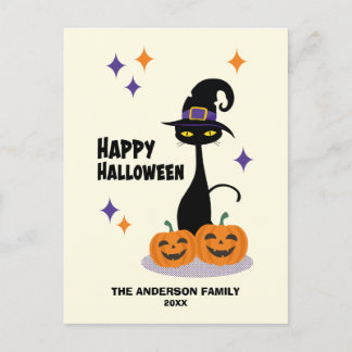 ミッドセンチュリー・アトミック・ハロウィン・キャット シーズンポストカード