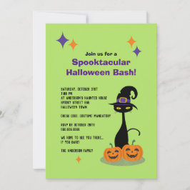ミッドセンチュリー・アトミック・ハロウィン・キャット 招待状