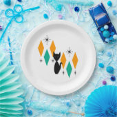 ミッドセンチュリー・アモダントミック・スターバスト・ダイヤモンド・キャット ペーパープレート (パーティー)