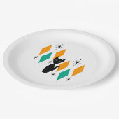 ミッドセンチュリー・アモダントミック・スターバスト・ダイヤモンド・キャット ペーパープレート (アングル)