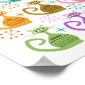 ミッドセンチュリー カラフル アトミック キャッツ 2026 カレンダー ポスター (角)