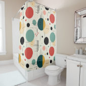 ミッドセンチュリー カラフル ジオメトリック パターン シャワーカーテン (インサイチュ)