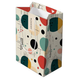 ミッドセンチュリー カラフル ジオメトリック パターン ミディアムペーパーバッグ