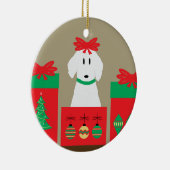 ミッドセンチュリー・クリスマスの箱の中の犬 セラミックオーナメント (右)
