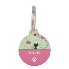 ミッドセンチュリー グリーンハート ネコ ペット　ネームタグ