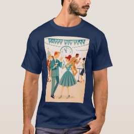 ミッドセンチュリー ハッピー・ニューイヤー マティーニ・ダンス Tシャツ