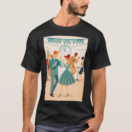ミッドセンチュリー ハッピー ニュー イヤー マティーニ ダンス Tシャツ