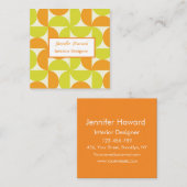ミッドセンチュリー ハーフ サークル オレンジとイエロー スクエア名刺 (正面/裏面)