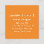 ミッドセンチュリー ハーフ サークル オレンジとイエロー スクエア名刺 (裏面)