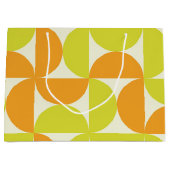 ミッドセンチュリー ハーフ サークル オレンジとイエロー ラージペーパーバッグ (正面)