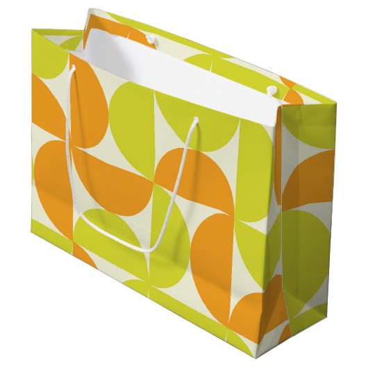 ミッドセンチュリー ハーフ サークル オレンジとイエロー ラージペーパーバッグ (正面アングル)