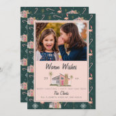 ミッドセンチュリー ピンク ハウス クリスマス フォト (正面/裏面)