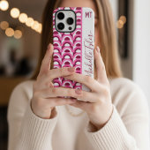 ミッドセンチュリー ピンク＆プラム幾何学アークス カスタム名 Case-Mate iPhoneケース