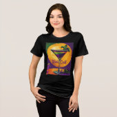 ミッドセンチュリー・マーディグラ・サンセット・フルール・ド・リス・マティーニ トライブレンドTシャツ (正面全面)