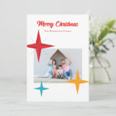 ミッドセンチュリー モダンなクリスマス、レトロな星 シーズンカード (スタンド正面)