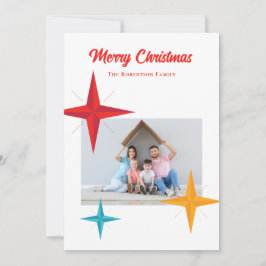 ミッドセンチュリー モダンなクリスマス、レトロな星 シーズンカード