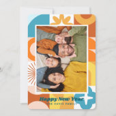 ミッドセンチュリー モダンな楽しい新年 招待状 (正面)