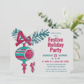 ミッドセンチュリー モダンのクリスマス デコレーション 招待状 (スタンド正面)