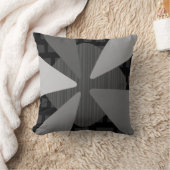 ミッドセンチュリー「モダン花びら」アートブラックグレー クッション (ブランケット)