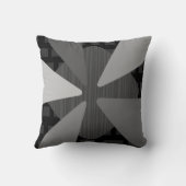 ミッドセンチュリー「モダン花びら」アートブラックグレー クッション (裏面)